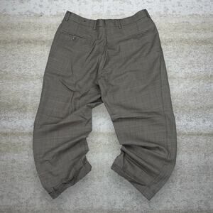 Vintage Y2K Jos A Bank Dress Pants 36x26 Baggy Wide Leg Tan Houndstooth Wool